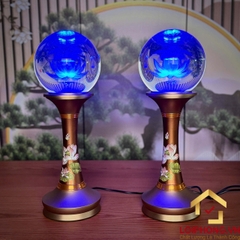 Đèn Cầu Hoa Sen Thân Đồng In Hoa Sen Hồng