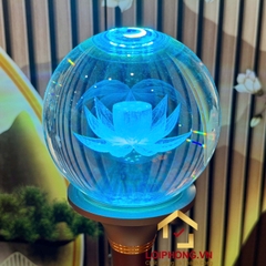 Đèn Cầu Hoa Sen Thân Đồng In Hoa Sen Hồng