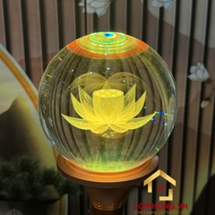 Đèn Cầu Hoa Sen Thân Đồng In Hoa Sen Hồng
