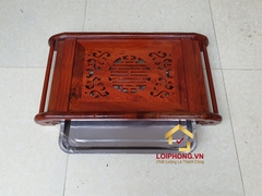 Khay trà gỗ hương chân cuốn thư 55x30x8 cm