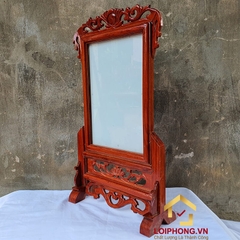 Khung ảnh thờ gỗ hương hoa văn đục thủng kích thước ảnh 20x30 cm