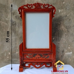 Khung ảnh thờ gỗ hương hoa văn đục thủng kích thước ảnh 20x30 cm