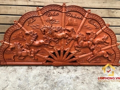 Tranh quạt gỗ mã đáo thành công kích thước dài 100 cm x rộng 50 cm x dày 4 cm