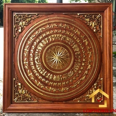 Tranh trống đồng dát vàng kích thước vuông 81x81cm và 87x87 cm