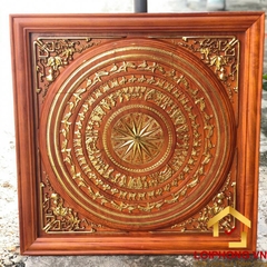 Tranh trống đồng dát vàng kích thước vuông 81x81cm và 87x87 cm