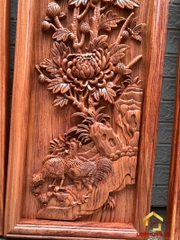 Tranh Tứ Quý gỗ kích thước 40x127x5 cm