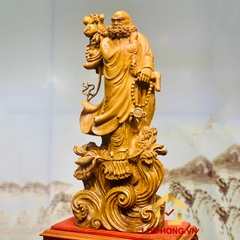 Tượng Đạt Ma Sư Tổ quá Hải gỗ hương 80x32x19 cm