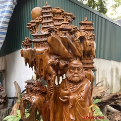 Tượng Đạt Ma Sư Tổ đứng tựa núi kích thước 100x48x28 cm