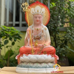 Tượng Địa Tạng Vương Bồ Tát bằng đá đỏ trắng cao 30 - 40 - 48 - 65 cm
