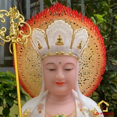 Tượng Địa Tạng Vương Bồ Tát bằng đá đỏ trắng cao 30 - 40 - 48 - 65 cm