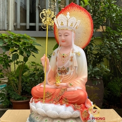 Tượng Địa Tạng Vương Bồ Tát bằng đá đỏ trắng cao 30 - 40 - 48 - 65 cm
