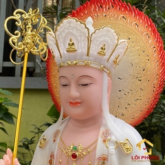 Tượng Địa Tạng Vương Bồ Tát bằng đá đỏ trắng cao 30 - 40 - 48 - 65 cm
