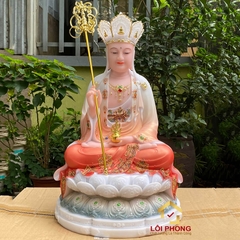 Tượng Địa Tạng Vương Bồ Tát bằng đá đỏ trắng cao 30 - 40 - 48 - 65 cm