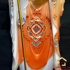 Tượng Địa Tạng Vương Bồ Tát đứng bột đá sơn có lá đề cao 40cm - 48cm - 65 cm