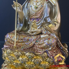 Tượng Địa Tạng Vương Bồ Tát bằng đồng men cổ ấn bảo có lá đề cao 30 – 40 – 48 – 60 cm