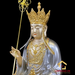 Tượng Địa Tạng Vương Bồ Tát bằng đồng dát bạc ấn bảo cao 30 – 40 – 48 – 60 cm