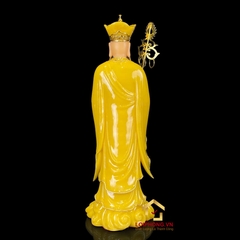 Tượng Địa Tạng Vương Bồ Tát đứng bằng bột đá thạch anh viền vàng cao 40 - 65 cm