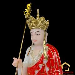 Tượng Địa Tạng Vương Bồ Tát bằng bột đá tọa đài sen áo đỏ cao 30 - 40 - 48 cm