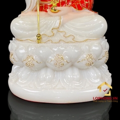 Tượng Địa Tạng Vương Bồ Tát bằng bột đá tọa đài sen áo đỏ cao 30 - 40 - 48 cm