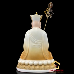 Tượng Địa Tạng Vương Bồ Tát bằng bột đá tọa đài sen đế to vẽ hoa cao 30 , 40 , 48 cm