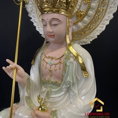 Tượng Địa Tạng Vương Bồ Tát bằng bột đá cẩm thạch thiên thanh cả đế bát giác