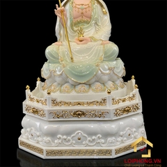 Tượng Địa Tạng Vương Bồ Tát bằng bột đá cẩm thạch thiên thanh cả đế bát giác