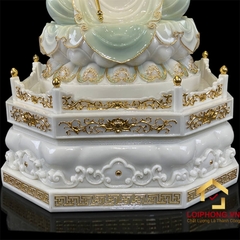 Tượng Địa Tạng Vương Bồ Tát bằng bột đá cẩm thạch thiên thanh cả đế bát giác