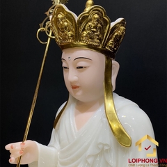 Tượng Địa Tạng Vương Bồ Tát bằng bột đá màu trắng