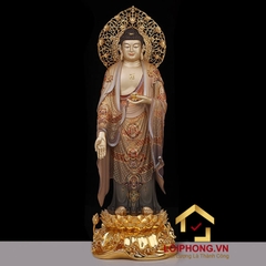 Tượng phật A Di Đà đứng bằng đồng men cổ ấn bảo cao  48 – 65 – 90 – 106 cm