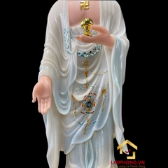 Tượng Phật A Di Đà đứng đế mây bằng bột đá sơn cao cấp viền hoa có hào quang cao 48-65-90cm