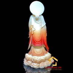 Tượng phật A Di Đà bột đá cẩm thạch đứng mây sơn đỏ cao  48 – 65 – 90 cm
