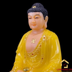 Tượng Phật A Di Đà Ngồi Đế Hoa Sen Bằng Bột Đá Thạch Anh Viền Vàng cao 30 - 65cm