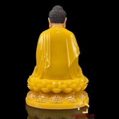 Tượng Phật A Di Đà Ngồi Đế Hoa Sen Bằng Bột Đá Thạch Anh Viền Vàng cao 30 - 65cm