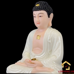 Tượng Phật A Di Đà Ngồi Đế Hoa Sen Bằng Bột Đá Trắng cao 30 - 48cm