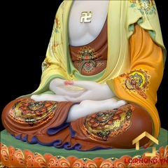 Tượng Phật A Di Đà Ngồi Đài Sen Bằng Bột Đá Vẽ Gấm Cao 40 - 65 cm