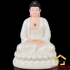 Tượng phật A Di Đà bột đá trắng da hồng cao  30 – 40 – 48 – 65 cm