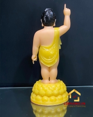 Tượng phật đản sanh màu vàng đứng trên đài sen cao 40 – 48 – 66 cm