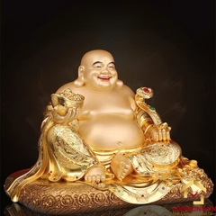 Tượng Phật Di Lặc Ngồi, Bằng Đồng Dát Vàng kích thước 48cm x 34cm x 40cm