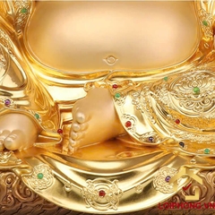 Tượng Phật Di Lặc Ngồi, Bằng Đồng Dát Vàng kích thước 48cm x 34cm x 40cm