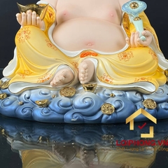 Tượng Phật Di Lặc Ngồi Đế Mây Bằng Sứ Sơn Vàng cao 40cm, 48cm