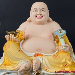 Tượng Phật Di Lặc Ngồi Đế Mây Bằng Sứ Sơn Vàng cao 40cm, 48cm
