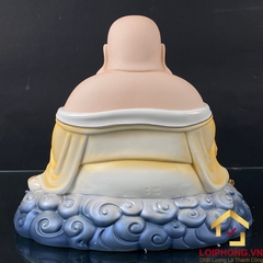 Tượng Phật Di Lặc Ngồi Đế Mây Bằng Sứ Sơn Vàng cao 40cm, 48cm
