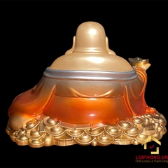 Tượng Phật Di Lặc Ngồi Núi Bạc Bằng Đồng Sơn Đỏ Vẽ Màu Cao Cấp