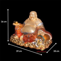 Tượng Phật Di Lặc Ngồi Núi Bạc Bằng Đồng Sơn Đỏ Vẽ Màu Cao Cấp