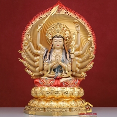 Tượng Phật Mẫu Chuẩn Đề bằng đồng men cổ cao 30cm, 40 cm, 48 cm
