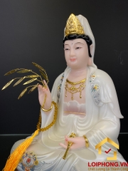 Tượng phật quan âm tọa đài sen ngồi trên đế mây màu xanh lam cao 30 - 40 – 48 cm