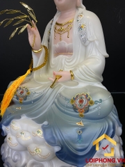 Tượng phật quan âm tọa đài sen ngồi trên đế mây màu xanh lam cao 30 - 40 – 48 cm