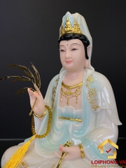 Tượng phật quan âm tọa đài sen ngồi trên đế mây màu xanh dương cao 30 - 40 – 48 cm