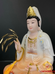 Tượng phật quan âm tọa đài sen ngồi trên đế mây màu đỏ nhạt cao 30 - 40 – 48 cm