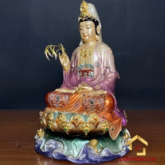 Tượng Phật Quan Âm Ngồi Đế Non Nước Bằng Đồng Men Cổ Mẫn Bảo Cao Cấp cao 40cm, 48cm